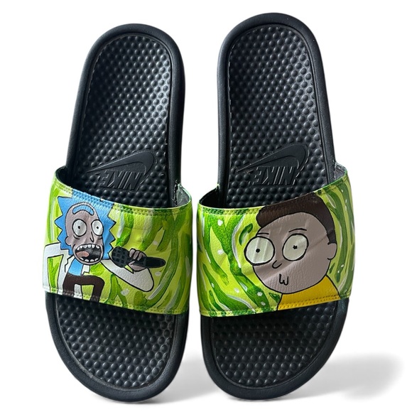 Nike Other - Nike Benassi + Rick & Morty Size 11 Handpainted Slides